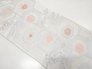 アンティーク　亀甲に荒波模様織り出し袋帯（材料）